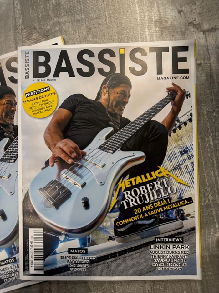 Lot de 2 magazines Bassiste avec Robert Trujillo de Metallica - photo numéro 2
