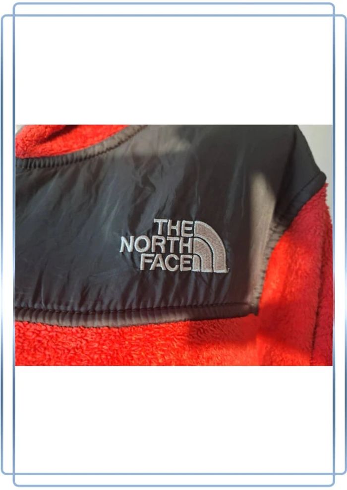 Polaire à capuche full zip the north face rouge et noir - taille XL - femme / logo brodé - photo numéro 6