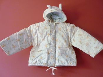 Manteau bébé Fille 18 Mois bleu avec capuche lapin TBE vintage