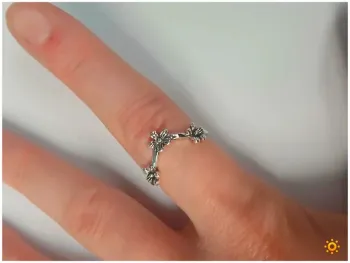 Bague fleurs argentée  – style bohème romantique