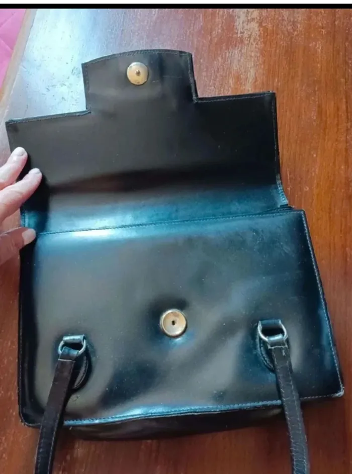 Sac à main cuir noir vintage - photo numéro 3