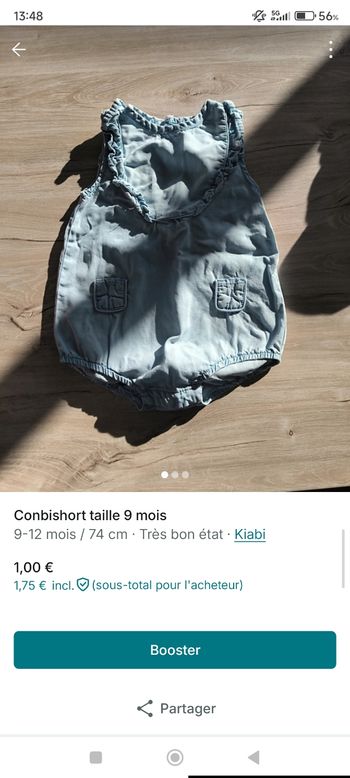 Conbishort taille 9 mois