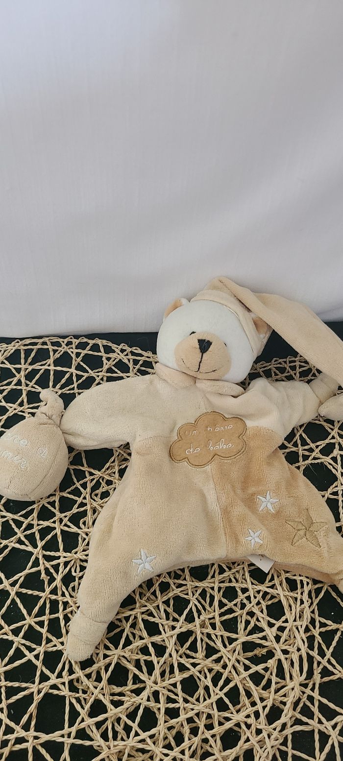 Doudou marionnette ours écru beige Un Rêve de Bébé BABY NAT - photo numéro 4