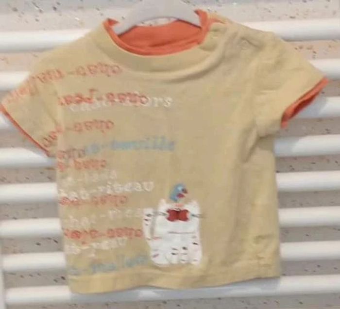 Tee shirt manche courte orange jaune imprimé multicolore Pick Ouic Taille 6 mois - photo numéro 2