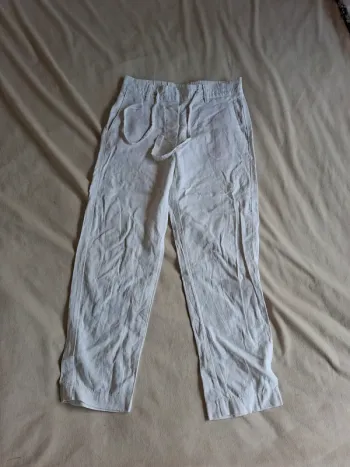pantalon été en lin blanc, marque Mango, taille S, en très bon état