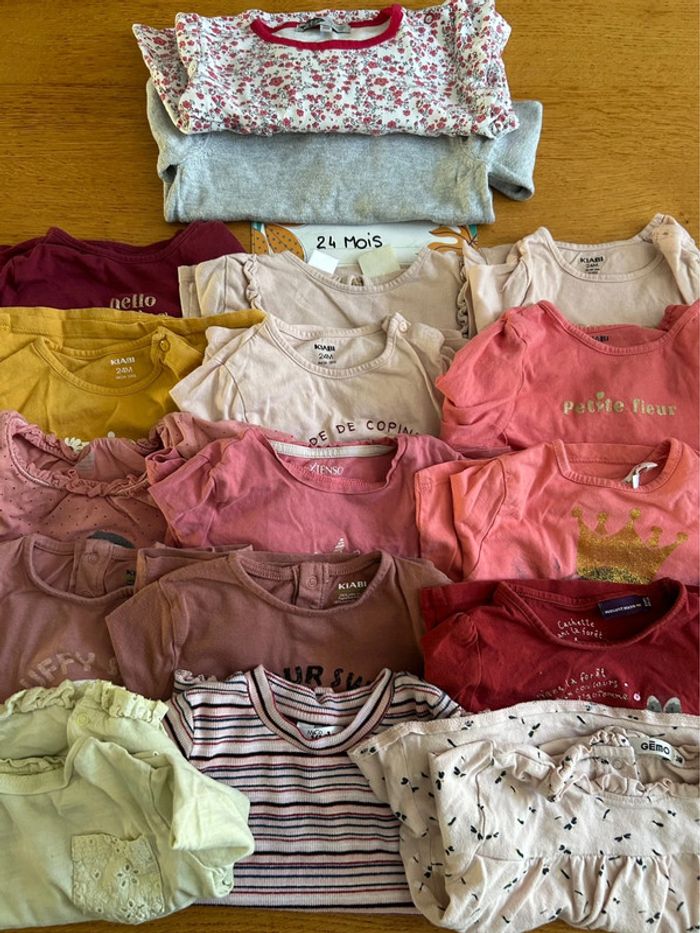 Lot de tee-shirts ML fille - 17 pièces - 24 mois - photo numéro 3