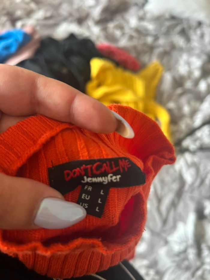 Pull manches courtes orange taille L - photo numéro 2