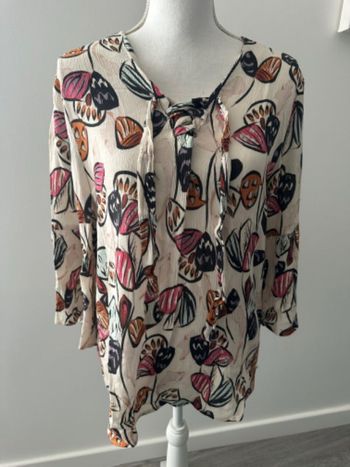 Blouse bariolée à fleurs beige crème et multicolore Mise au Green T38 M