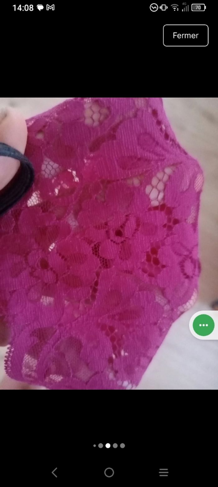 Nuisette longue 42 44 dentelée violet fushia c86 - photo numéro 9