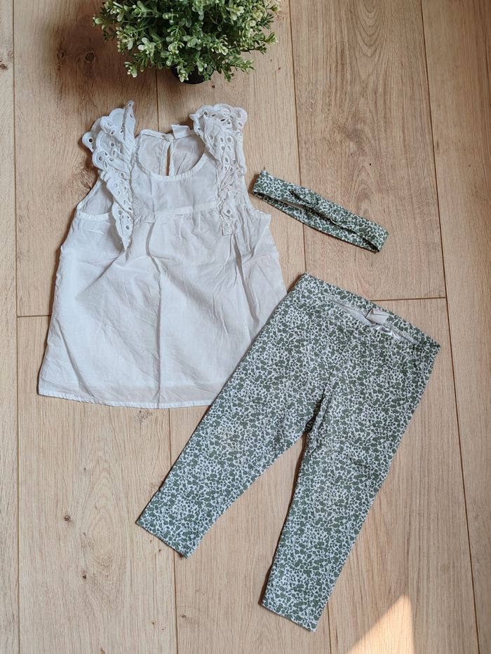 Ensemble legging, bandeau, blouse H&M 12/18 mois 🌸 - photo numéro 2