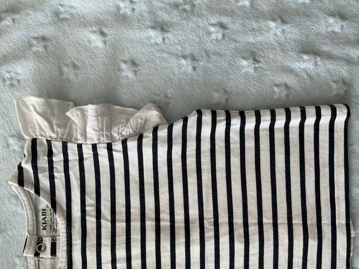teeshirt manches courtes marine et blanc 12 mois kiabi ouverture devant - photo numéro 5