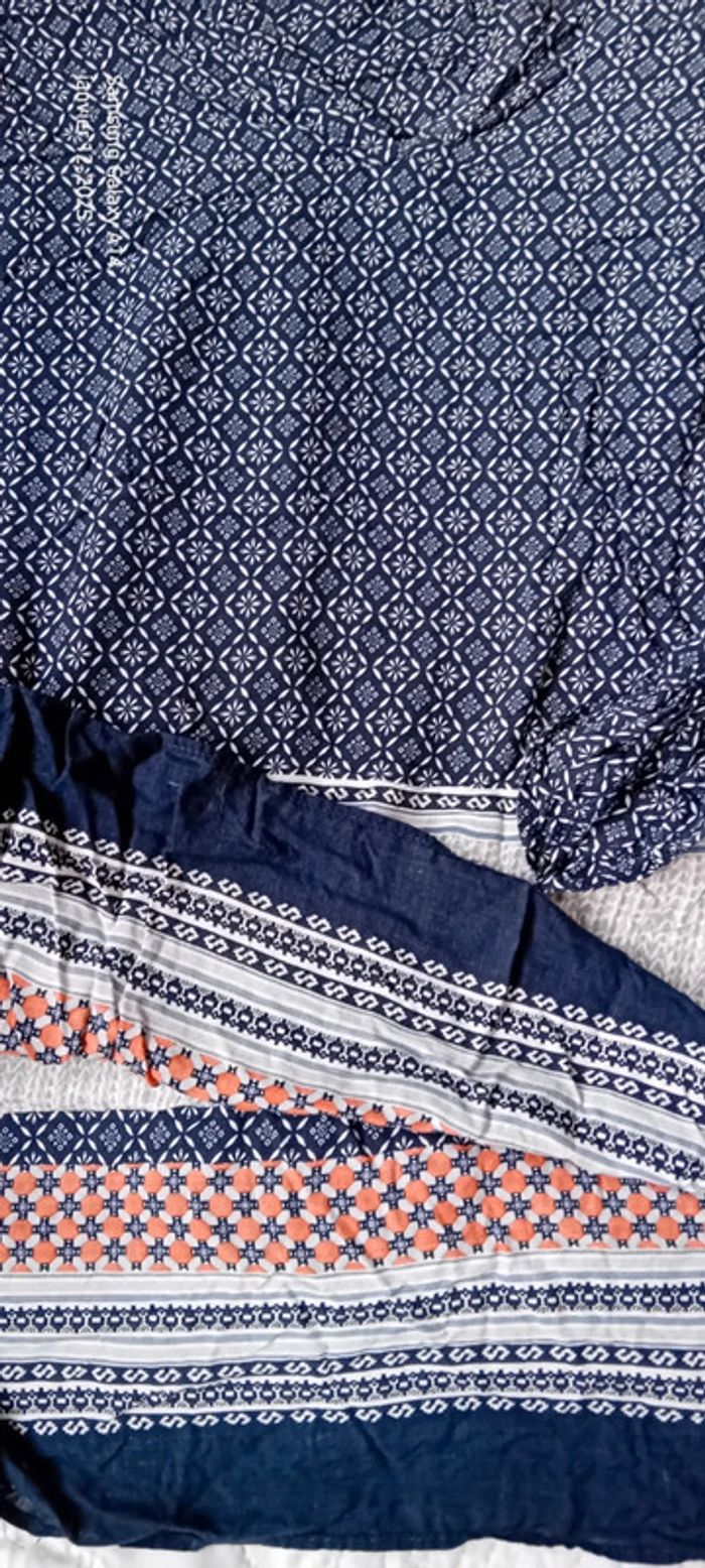 Tunique longue esprit bohème motif mosaïque bleu femme XL camaïeu - photo numéro 16