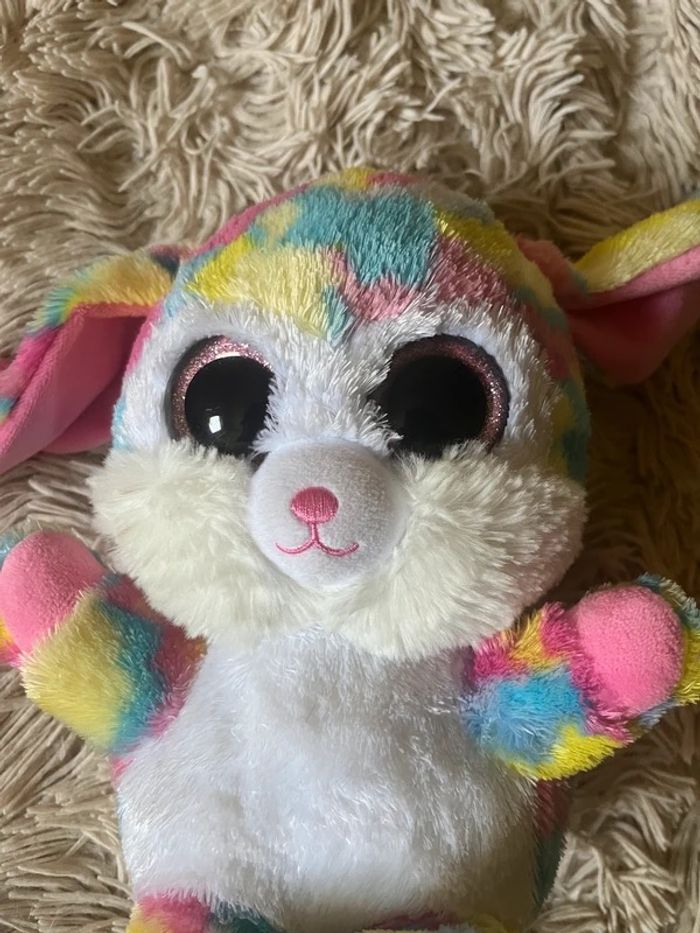 Troody - Brilloo Friends peluche lapin jaune rose bleu et blanc - photo numéro 2
