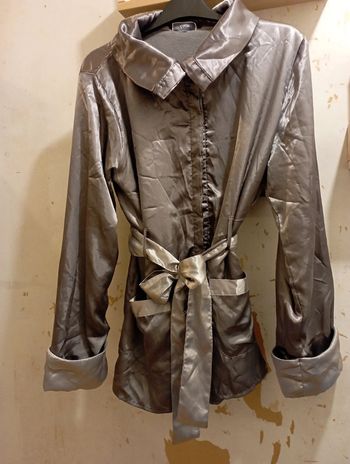 Veste d'intérieur satin/polaire grise