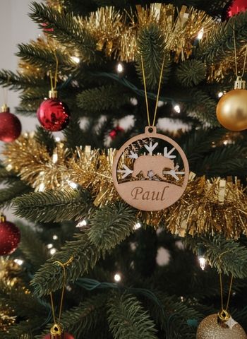 Boules de Noël en bois français personnalisé