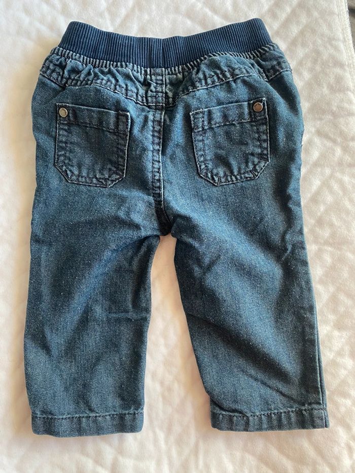 Pantalon bébé jean bleu ceinture élastique 9 mois orchestra - photo numéro 2