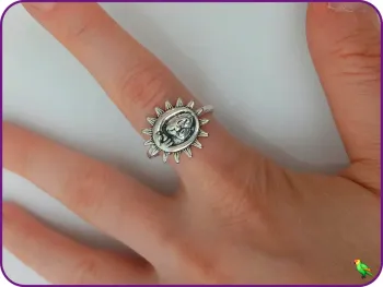 Bague soleil argentée tendance en acier inoxydable