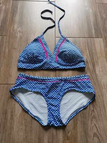 Maillot de bain 2 pièces bleu blanc et rose Janina taille xl 48/50