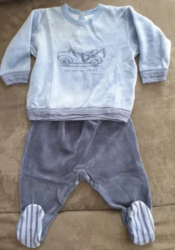 Pyjama velours Petit bateau 2 pièces 6 mois