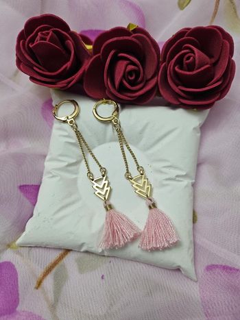 Boucles d oreilles dormeuses pendantes et pompons, ikita, acier inoxydable