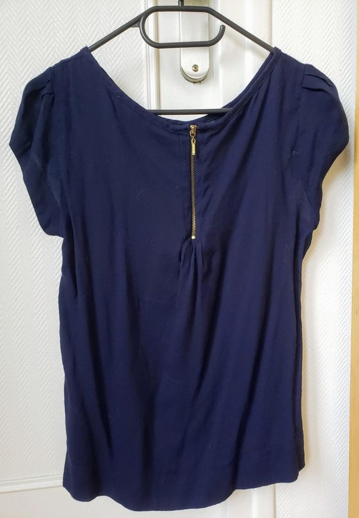 Blouse bleue petites manches Zara - photo numéro 2