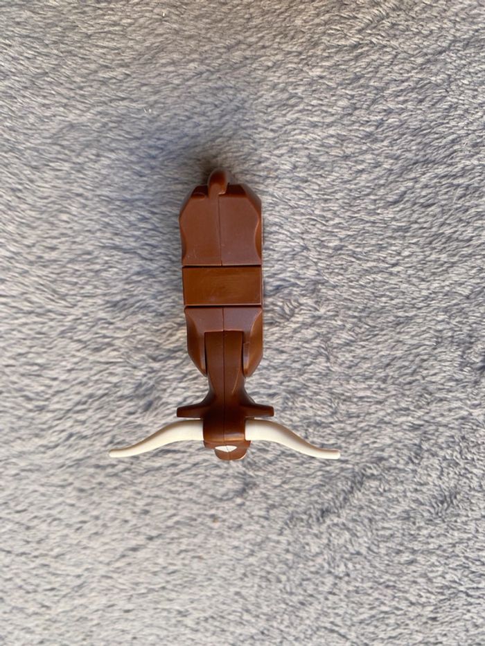 Lego vache Cow with Light Nougat Muzzle and White Spot on Head Pattern with Long Horns - photo numéro 7