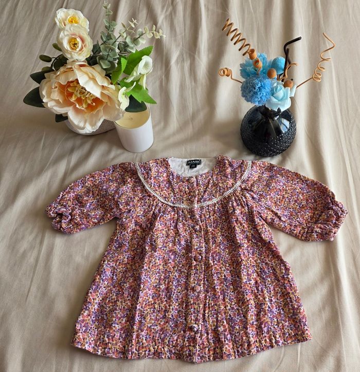 Kiabi Robe Gaze Coton Fleurie Violet Orange Très bon état 6 mois