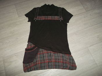 Pull tunique CACHE CACHE marron et multicolore taille 40 TBE