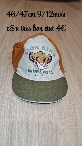 Casquette Lion King 46/47 9/12mois