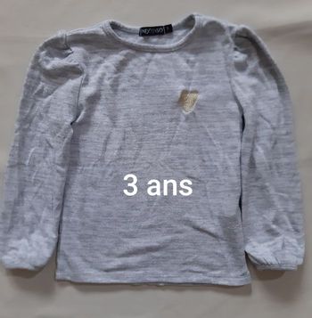 pull gris léger (mi-saison) fille - cœur - in extenso - 3 ans