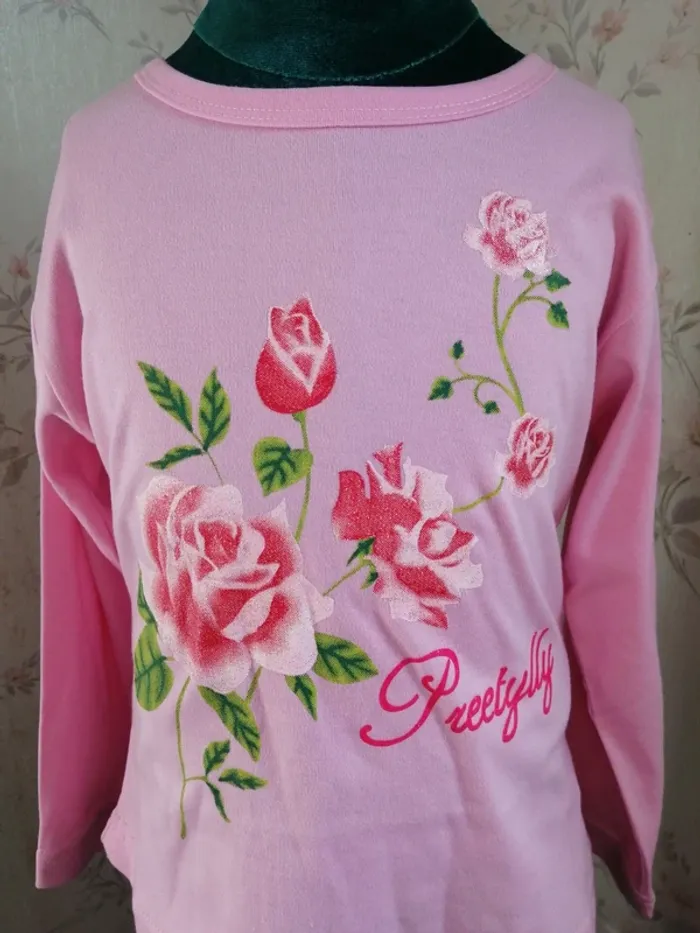 Tee-shirt rose à manches longues imprimé fleurs / sandy / (8ans) - photo numéro 5