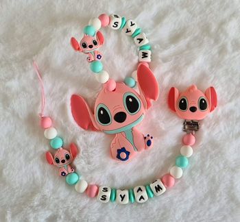 Ensemble attache sucette et anneau de dentition  angel