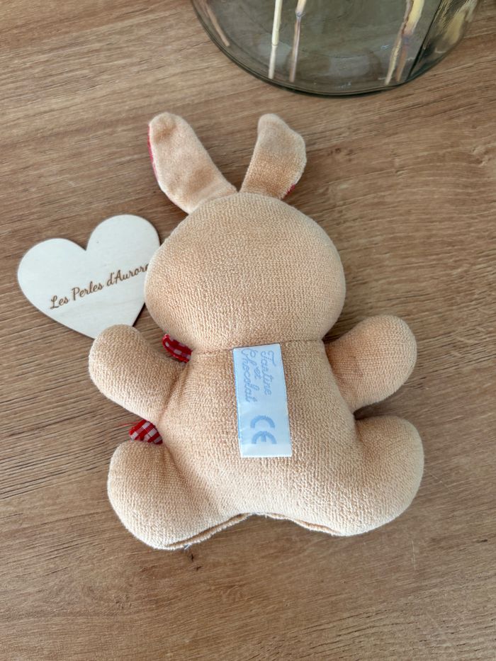 Peluche vintage tartine et chocolat lapin beige - photo numéro 3
