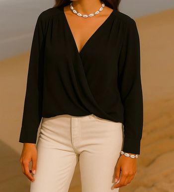 Blouse noir cache-cœur H&M