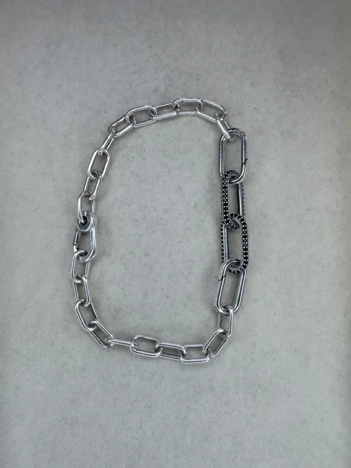 Bracelet Pandora Authentique Link ME Petits Maillons Argent + 2 Links Strass Noir - photo numéro 2