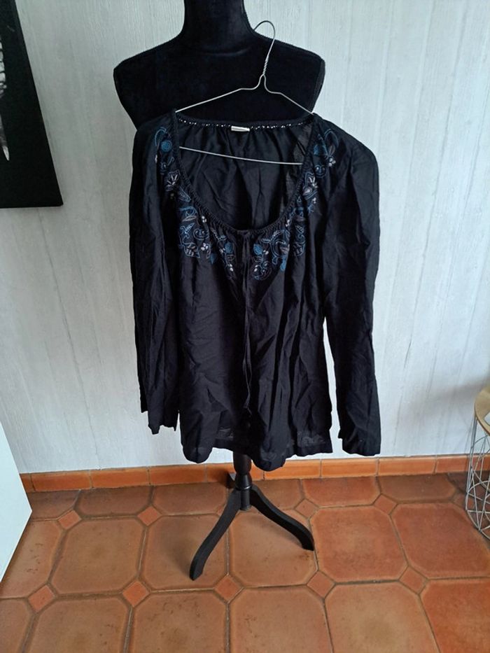 tunique noir et imprimé bleu - photo numéro 3
