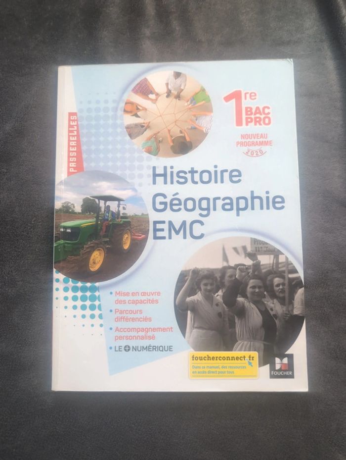 Livre histoire géographie emc 1ere bac pro