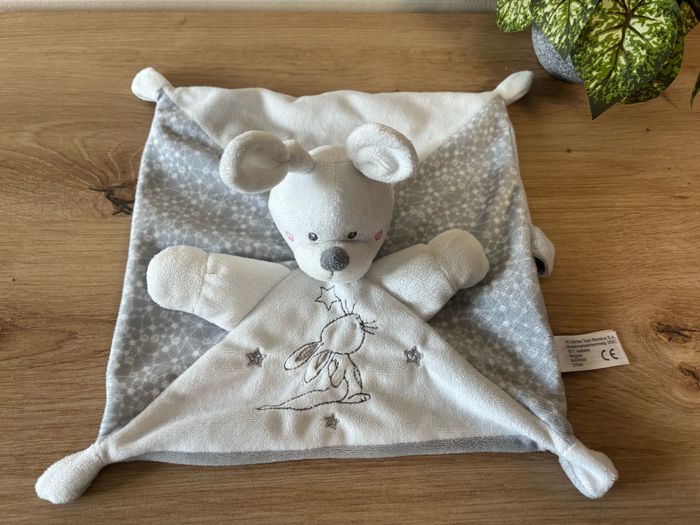 Doudou plat lapin blanc gris étoile argent simba toys - photo numéro 2