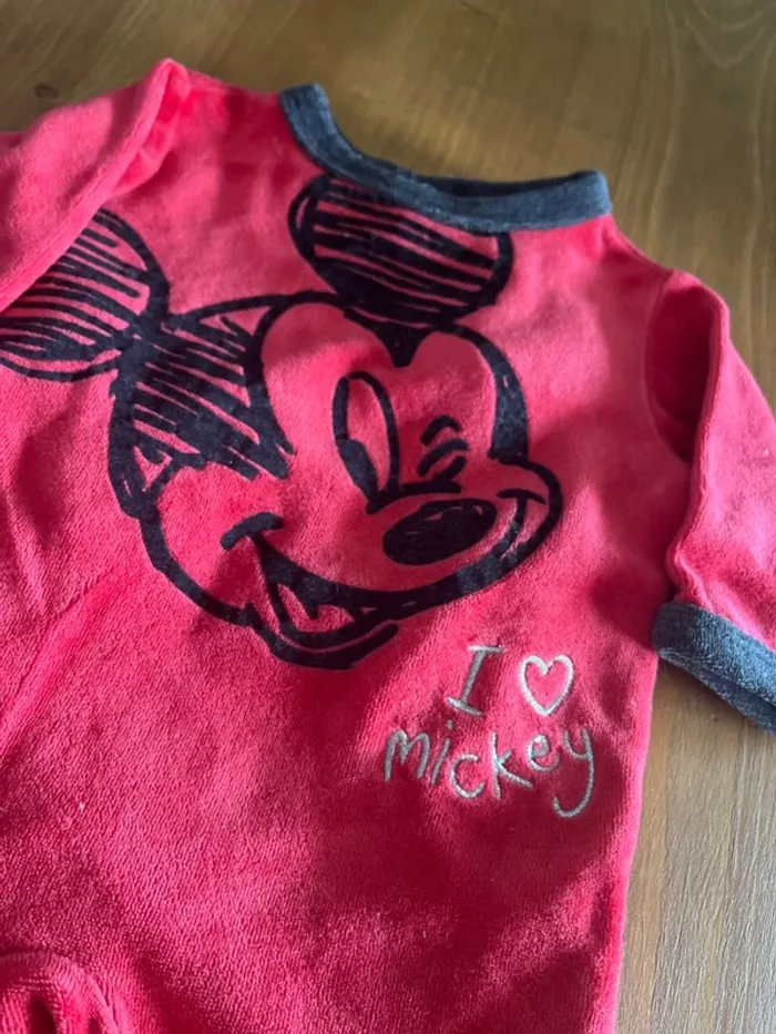 Pyjama grenouillère velour 1 mois Disney Mickey - photo numéro 2
