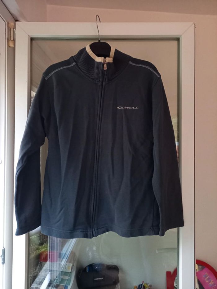 Gilet zipé gris bleu vintage