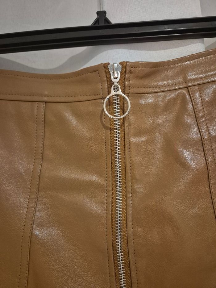 jupe courte femme simili cuir marron taille 38 - photo numéro 3