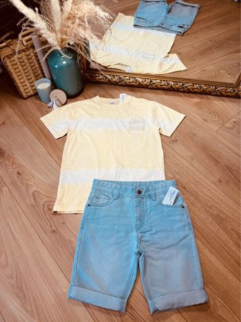 Taille 8 ans ensemble 2 pièces été garçon TAO Neuf jaune bleu clair * florida * 💚