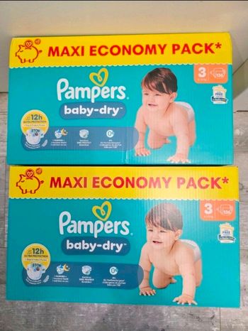 🍼 Pampers Baby-Dry – Taille 3 (6–10 kg) – Lot 2x136 couches – Neuf