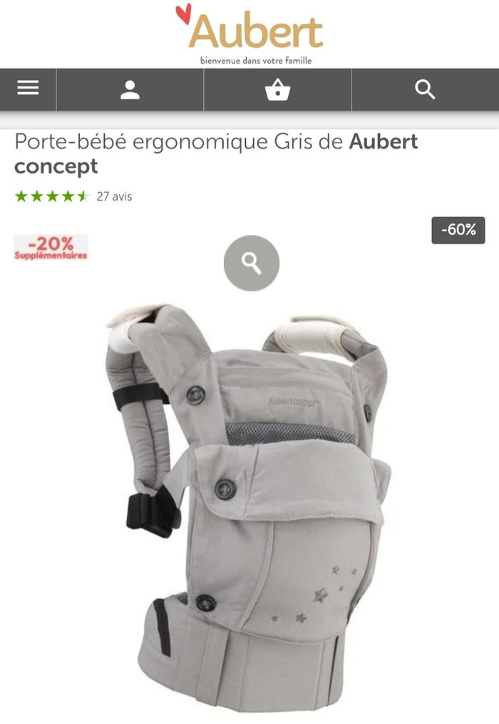 Porte bebe neuf aubert avec facture