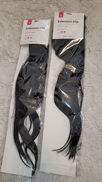 Lot de 2 extensions a clips noir cheveux naturel