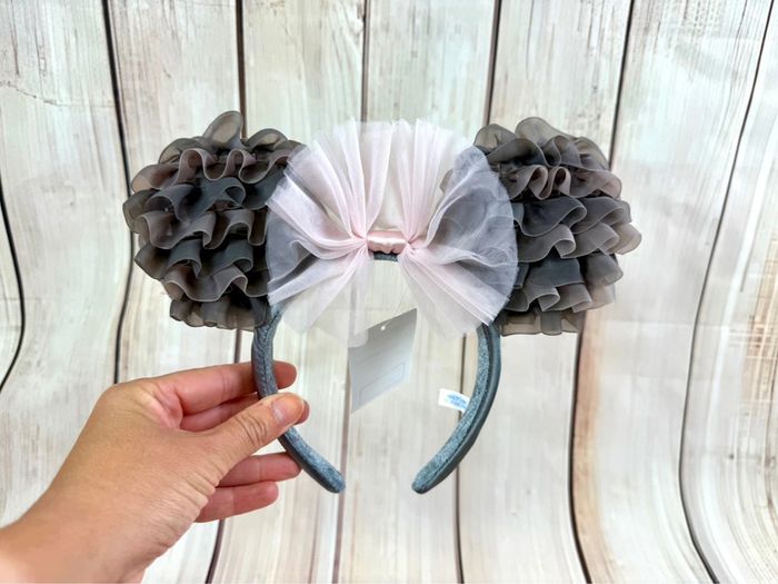 (serre tête) oreilles de Minnie nouveauté 2025 modèle froufrou organza marron rose Tokyo Disneyland - photo numéro 8