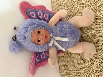 Poupée peluche Anne Geddes bébé papillon Parme et rose vintage