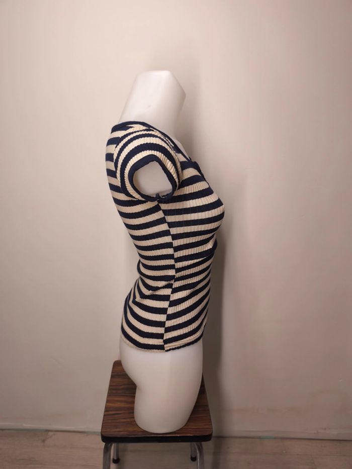 T-shirt Loona Femme Taille 1 Beige-bleu - photo numéro 4