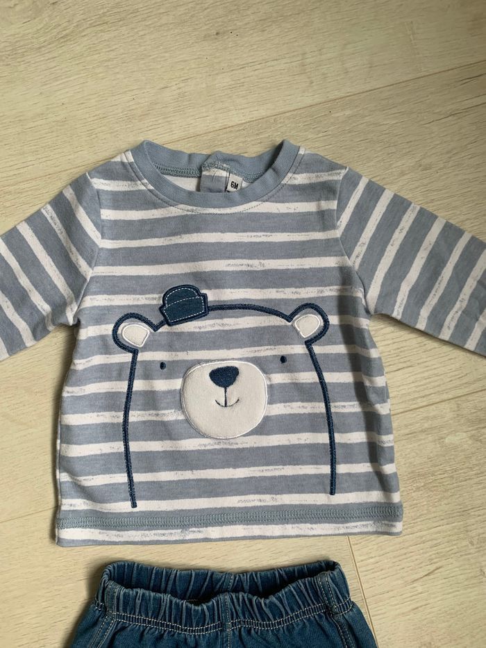 Ensemble jeans souple et tee-shirt manches longues 6 mois - photo numéro 3