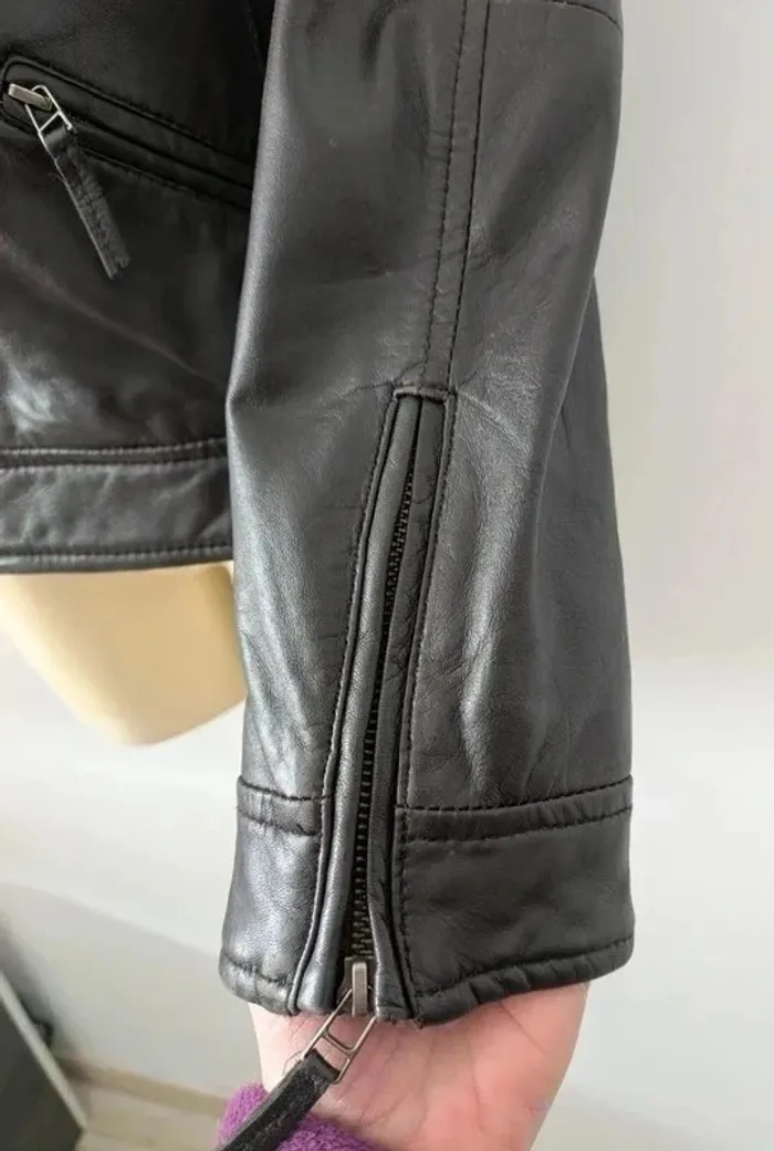 Veste zippée en cuir véritable - Saint Hilaire - taille 42 - photo numéro 8